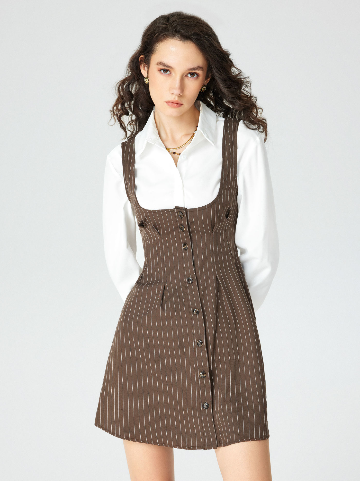 Square Neck Striped Short Dress