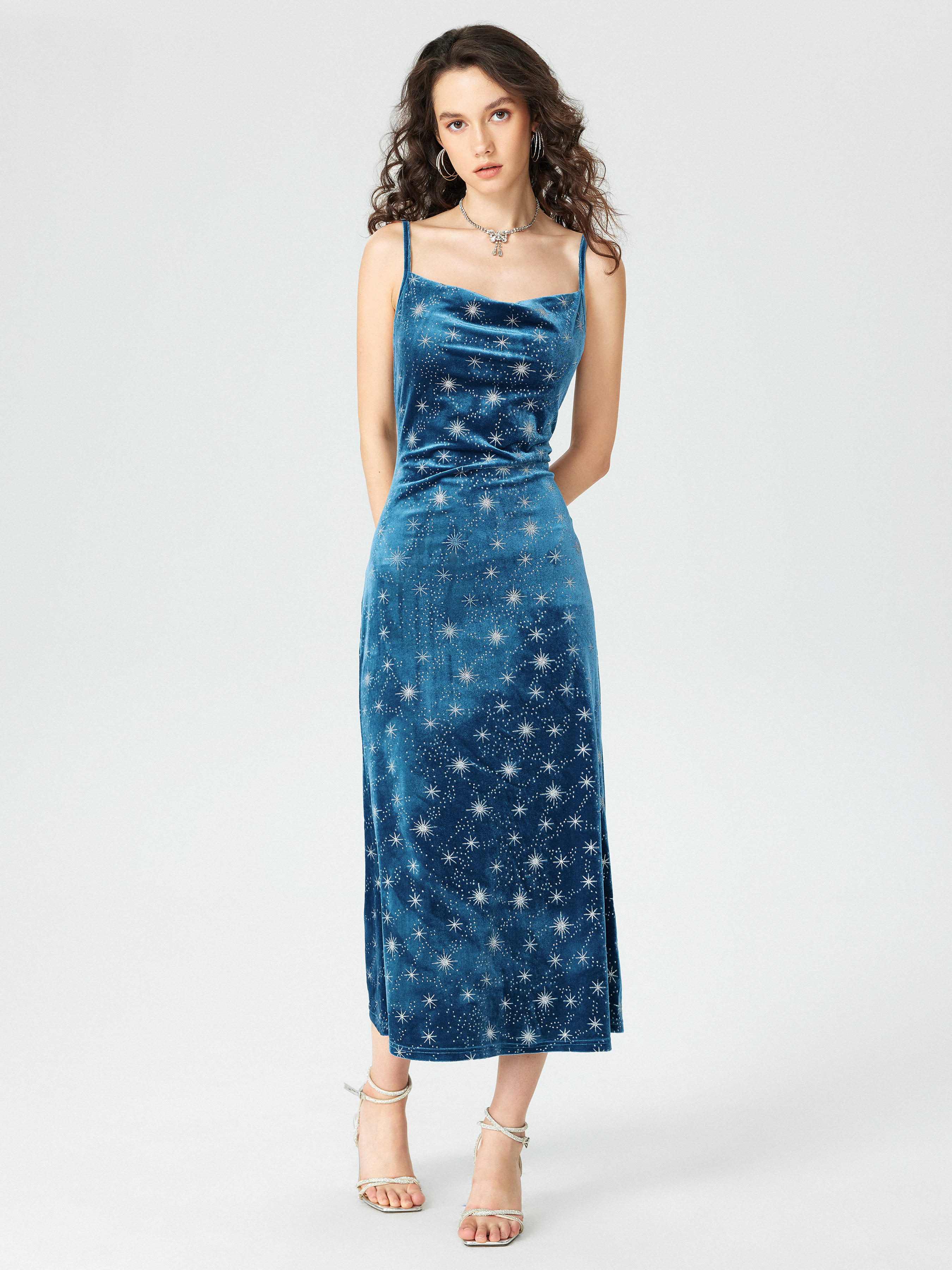 Blue velvet best sale dress with stars