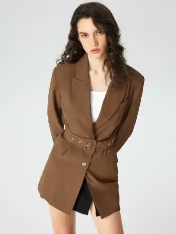 Solidr Blazer mit gekerbtem Kragen und Gürtel