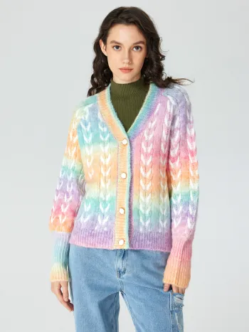 Cardigan à Boutons Ombré