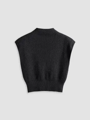 Gilet in maglia a collo alto solido