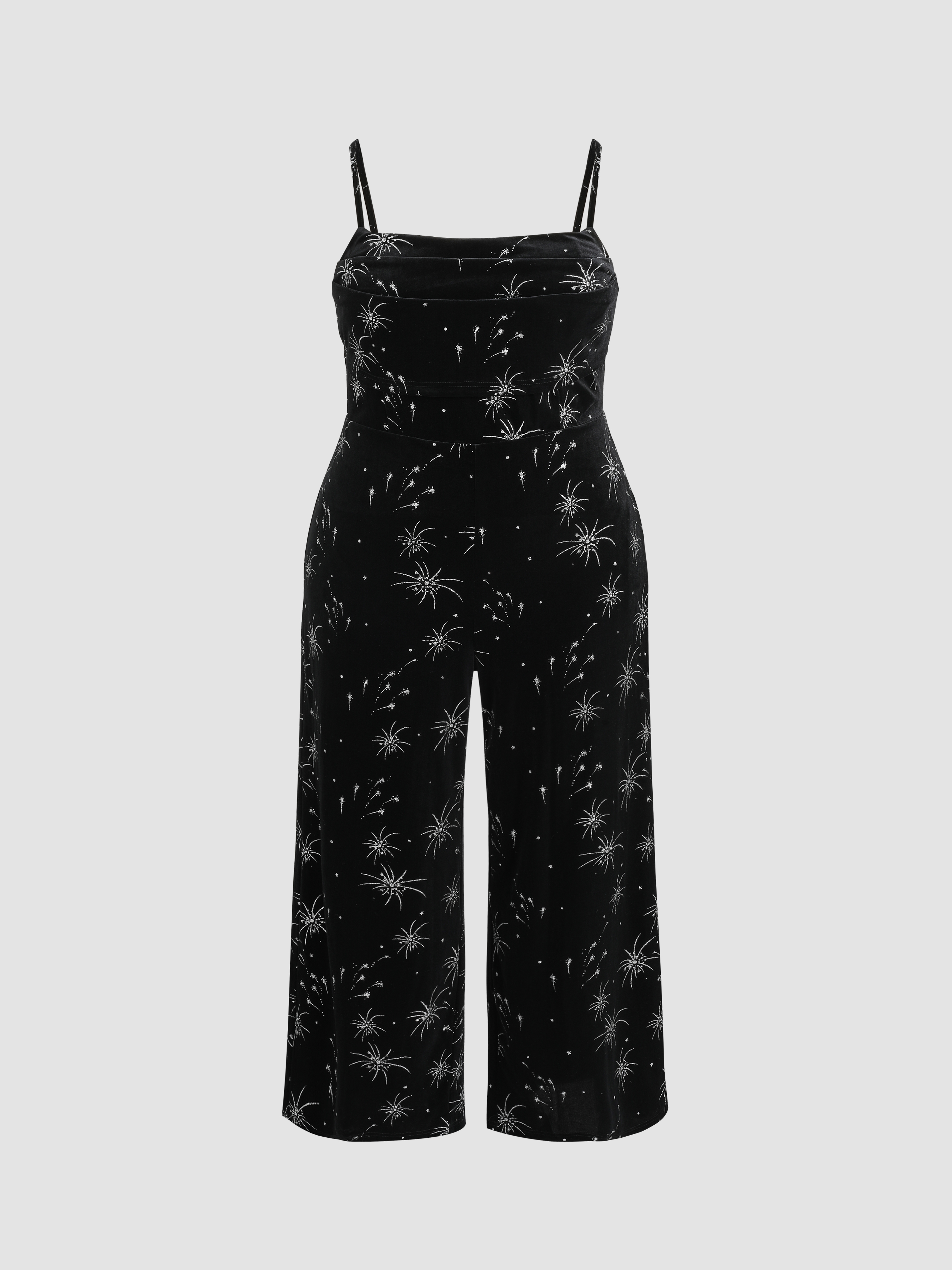 Velvet Star Pattern Wide Leg Jumpsuit Curve & Plus Cider