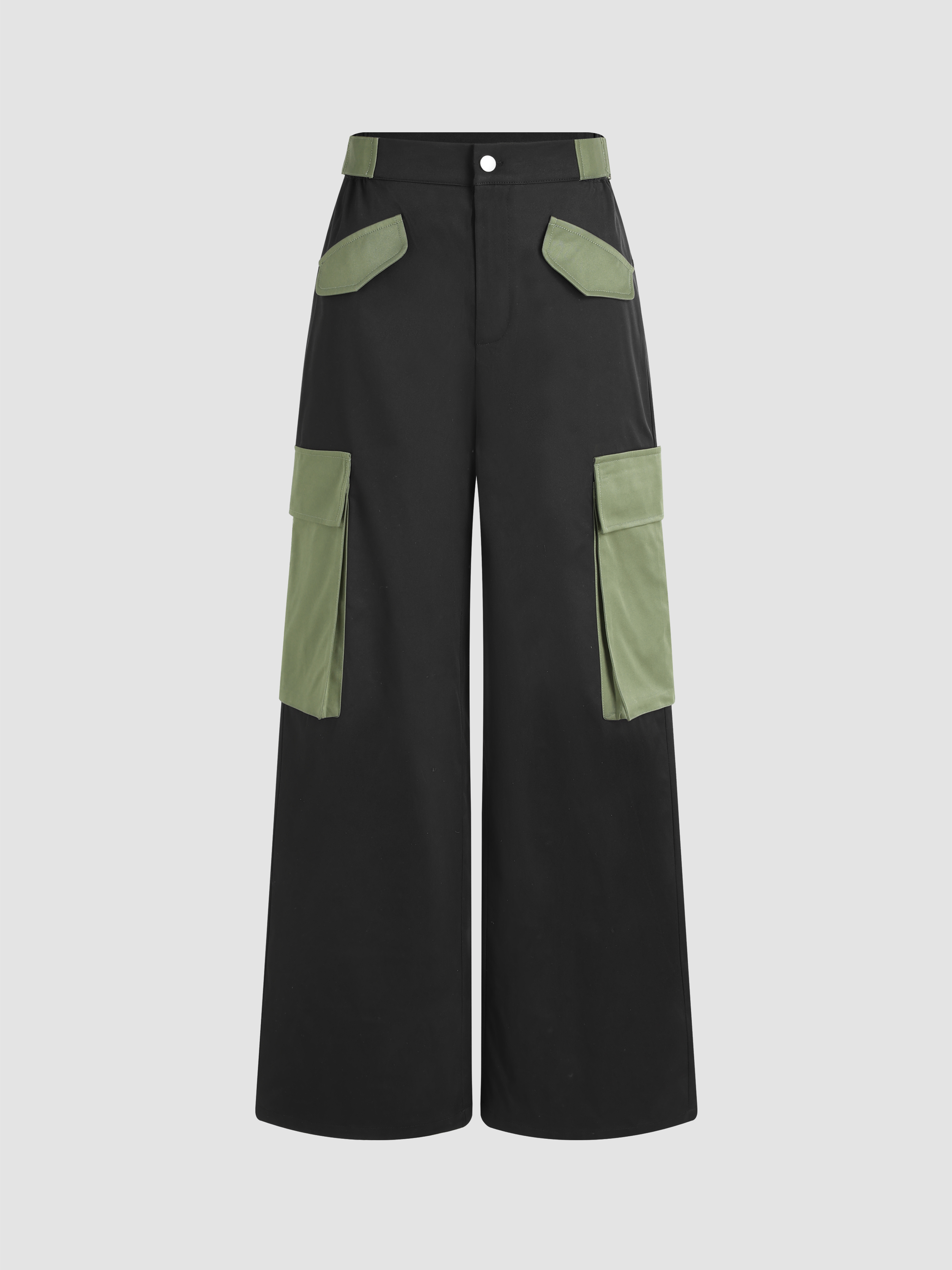 Patchy Belted Wide Leg Cargo Pants Cider