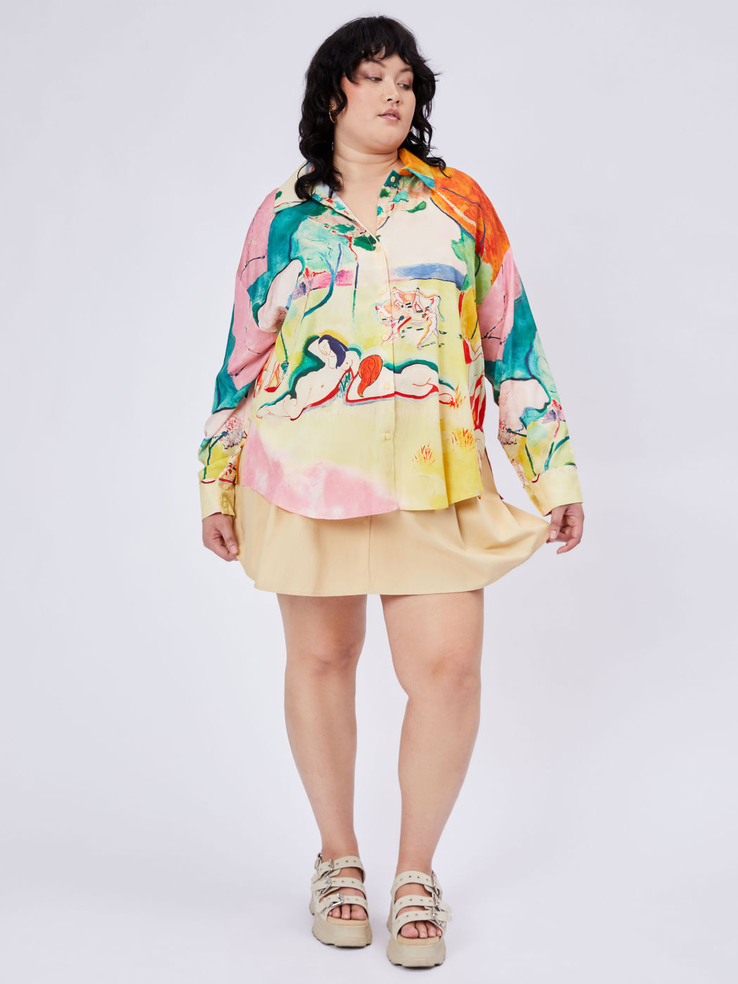 Allover-Print-Bluse Kurve & Plus