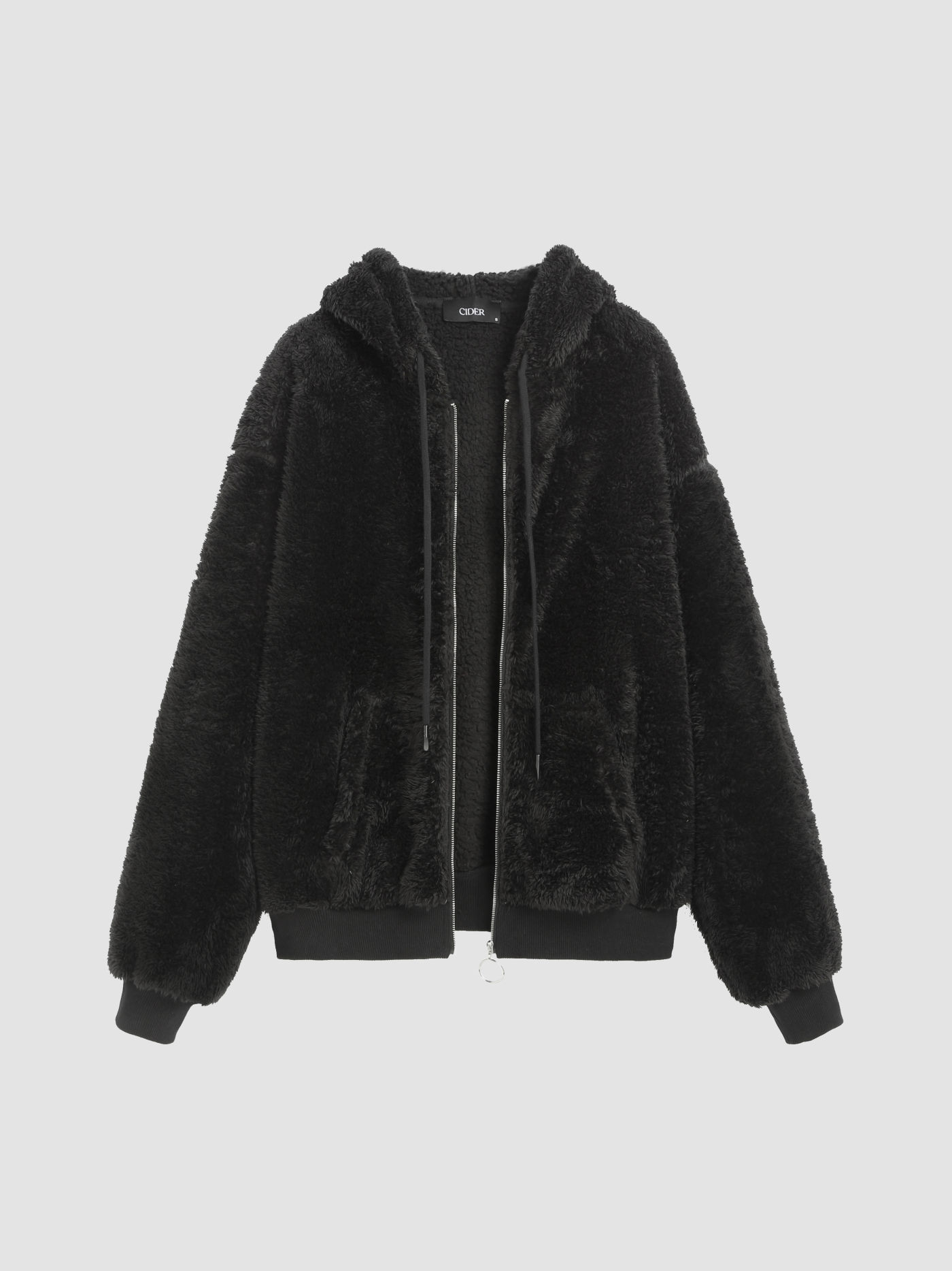 Fleece Zip-up Drawstring Oversized Hoodie