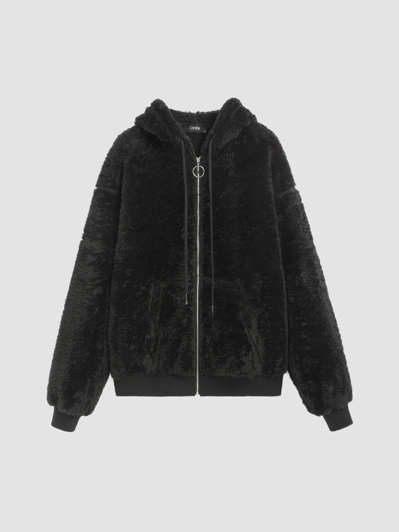 Fleece Zip-up Drawstring Oversized Hoodie