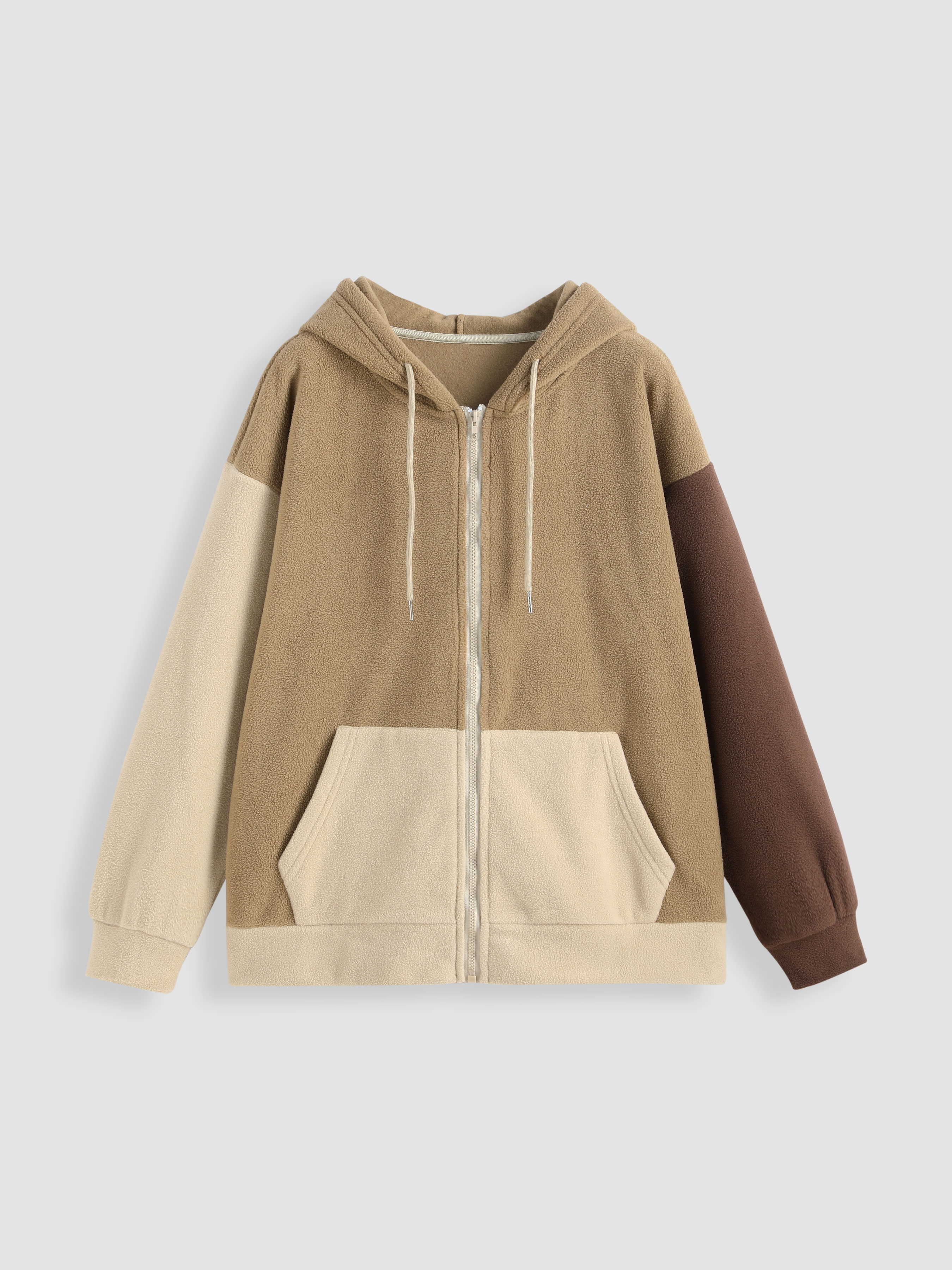 Patchy Fleece Zipup Hoodie Cider