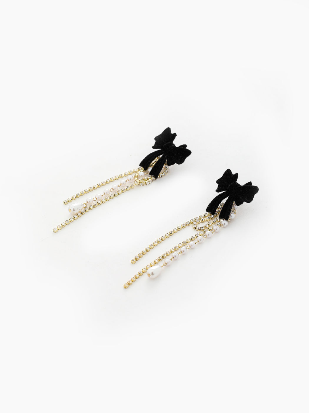 Alloy Velvet Bowknot Faux Pearl Drop Earrings For Date Music Festival