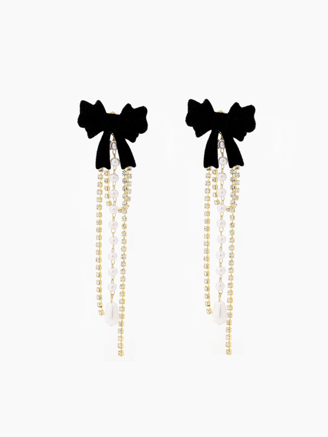 Alloy Velvet Bowknot Faux Pearl Drop Earrings For Date Music Festival