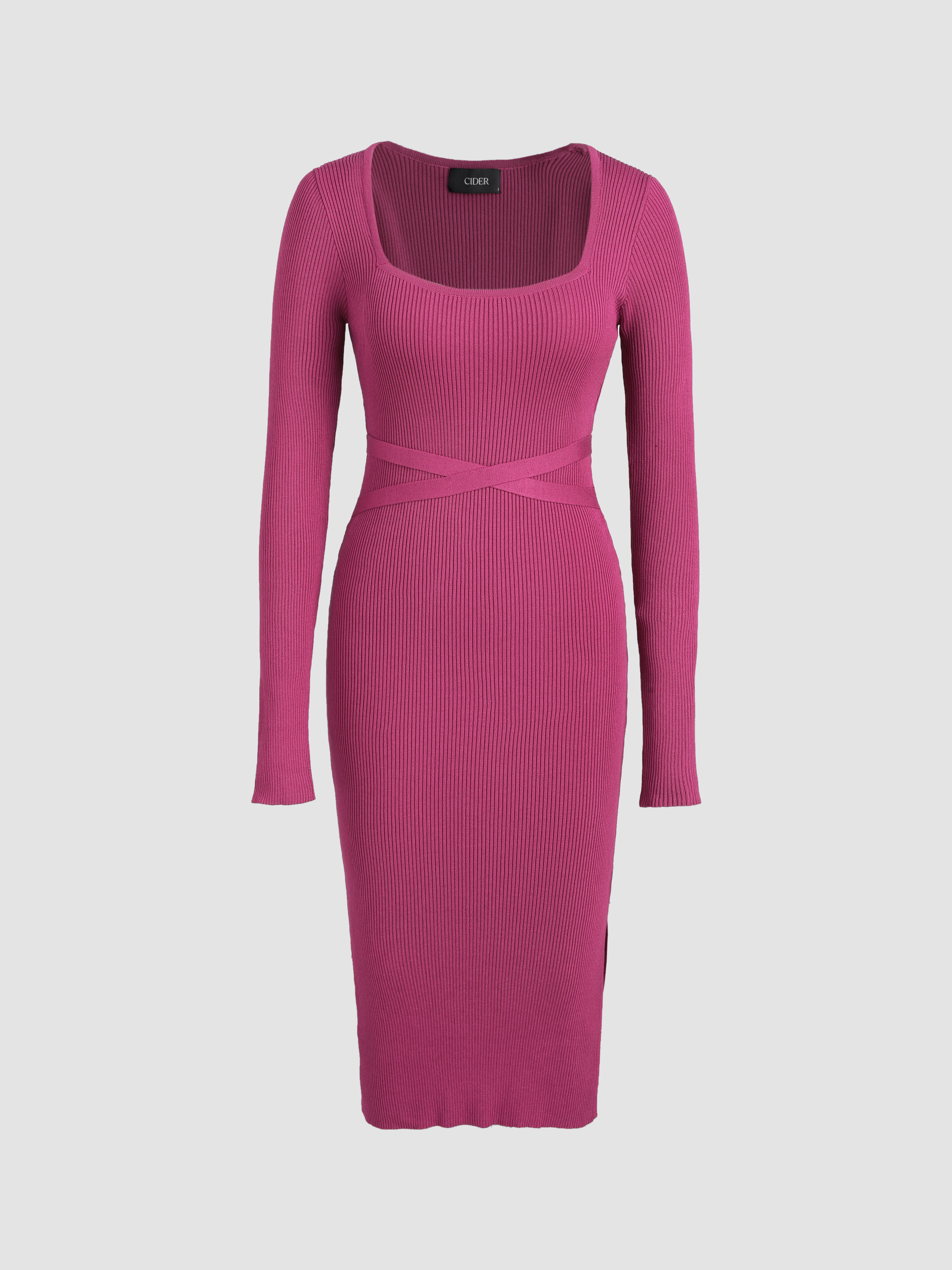 Women's Square Neck Sleeveless Tiered Midi Dress