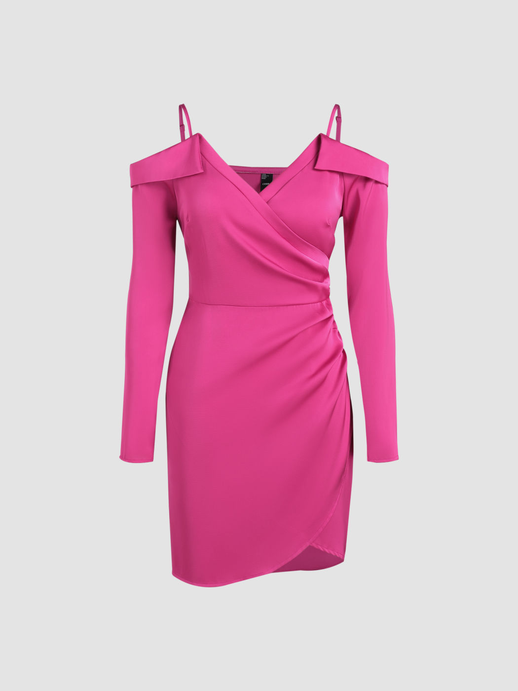 80er Disco Hot Pink Satin Minikleid