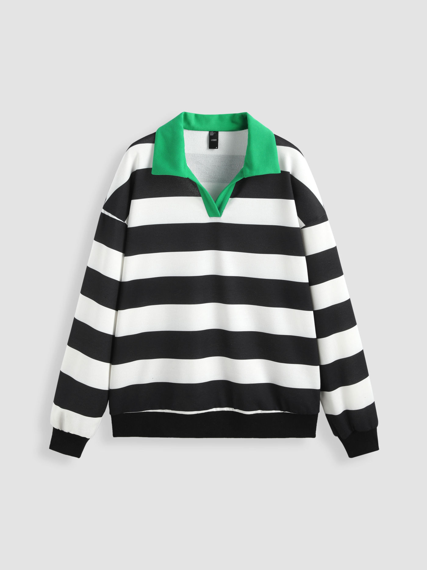 Sweatshirt à Rayures Col Montant Manches Longues