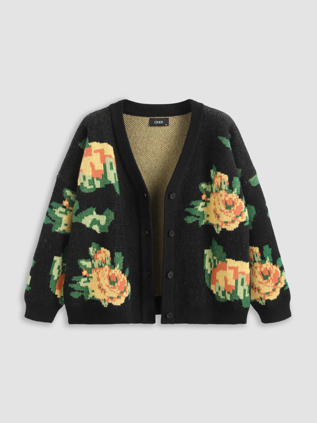 Cardigan CIDER à Nouer Avec Broderie Florale – Manches Longues, Polyester Et Acrylique