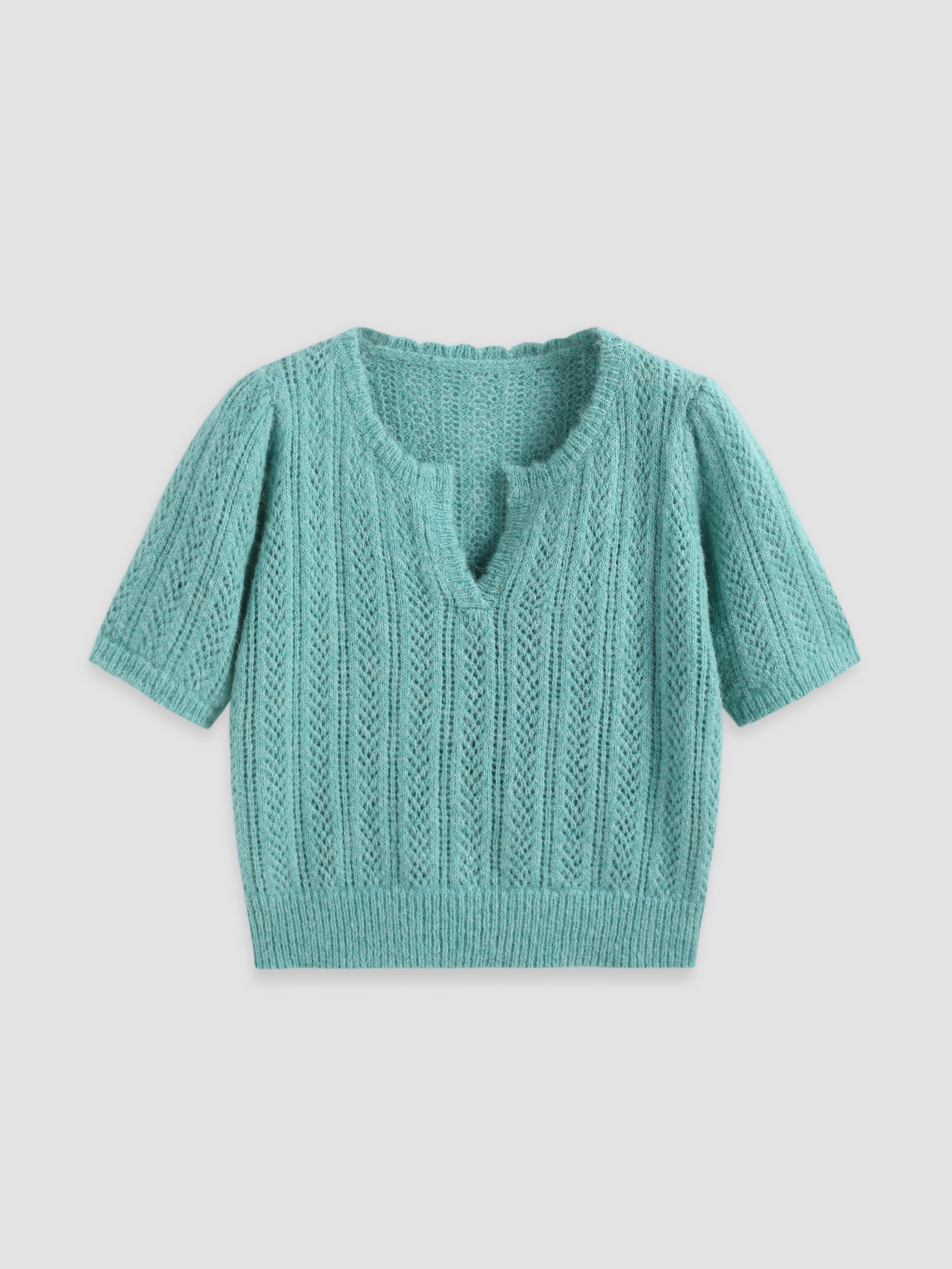 Wool Blend Short Sleeve Sweater