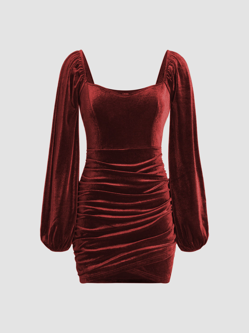 Solid Velvet Scoop Neckline Mini Dress