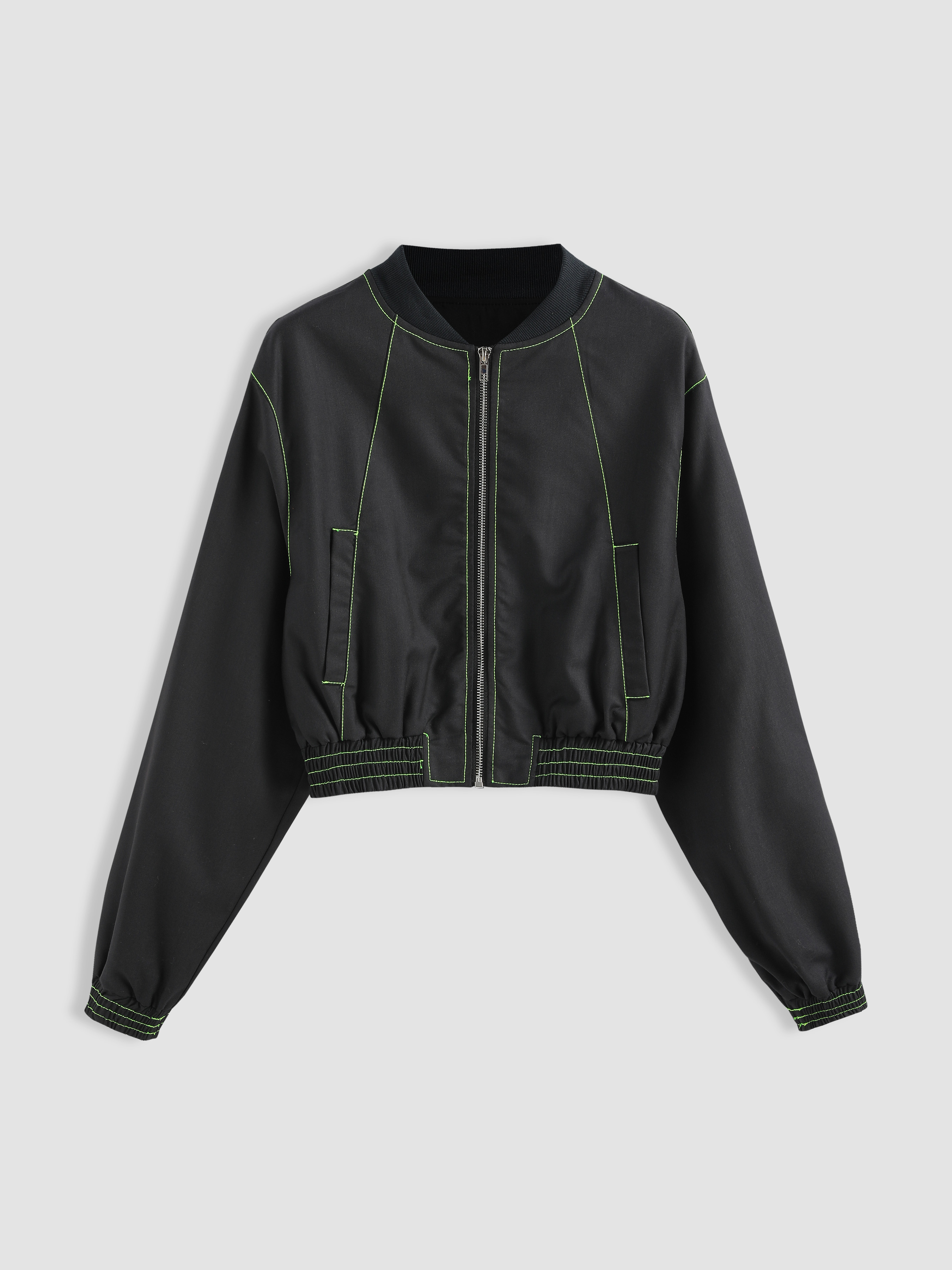 Stitch Oversized Zip Up Bomber Jacket Cider