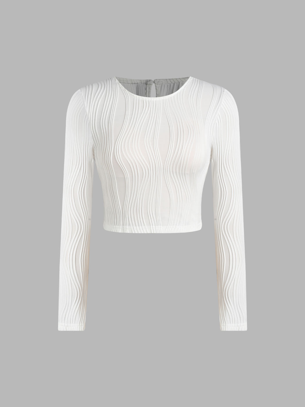 Langärmliges Crop-T-Shirt mit fester Textur