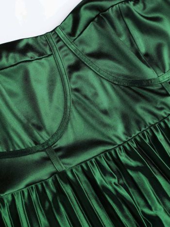 Satin Cami Pleated Maxi Dress Curve & Plus For Date Wedding