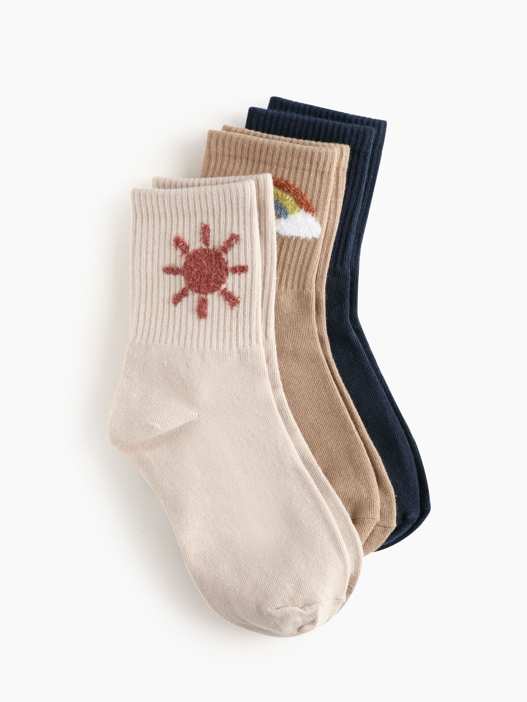 3er-Set Crew-Socken mit Wetter-Muster