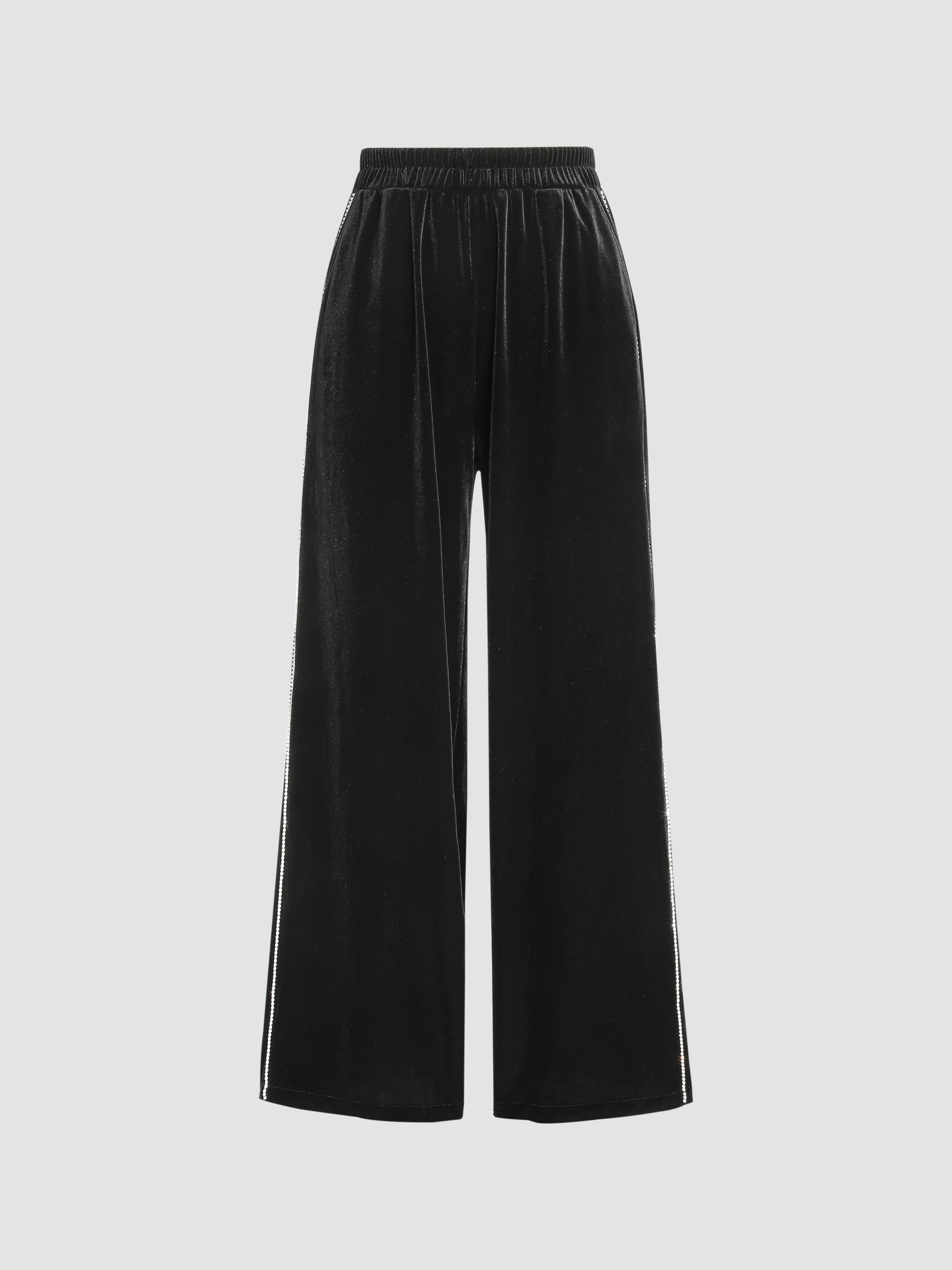 Berry Velvet Wide Leg High Waisted Pants | Lime Lush