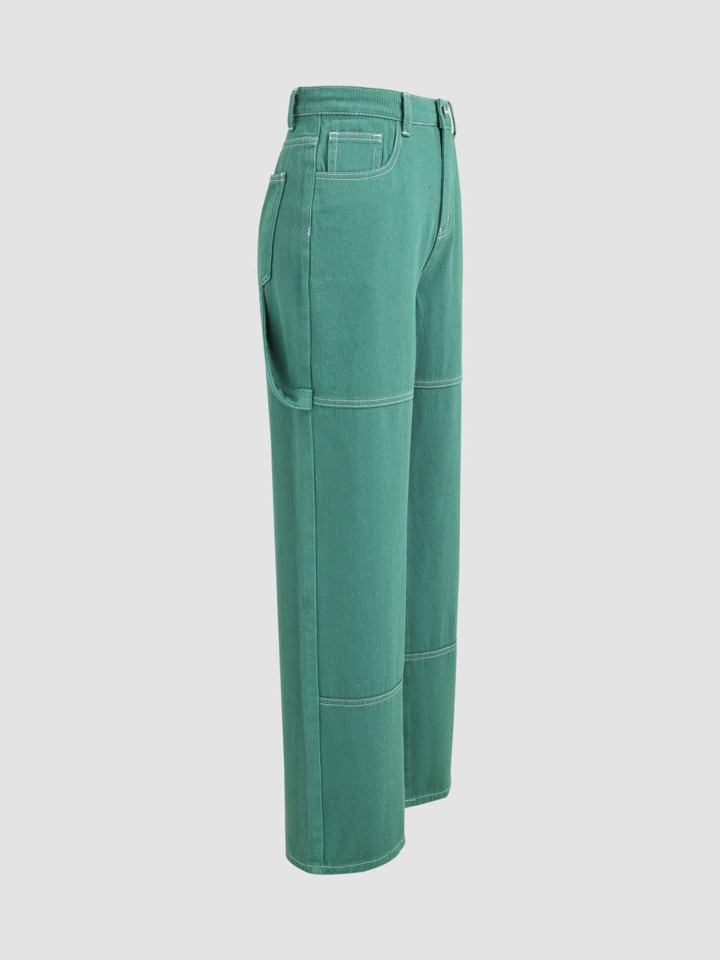 Mid Rise Solid Stitch Weite Jeans