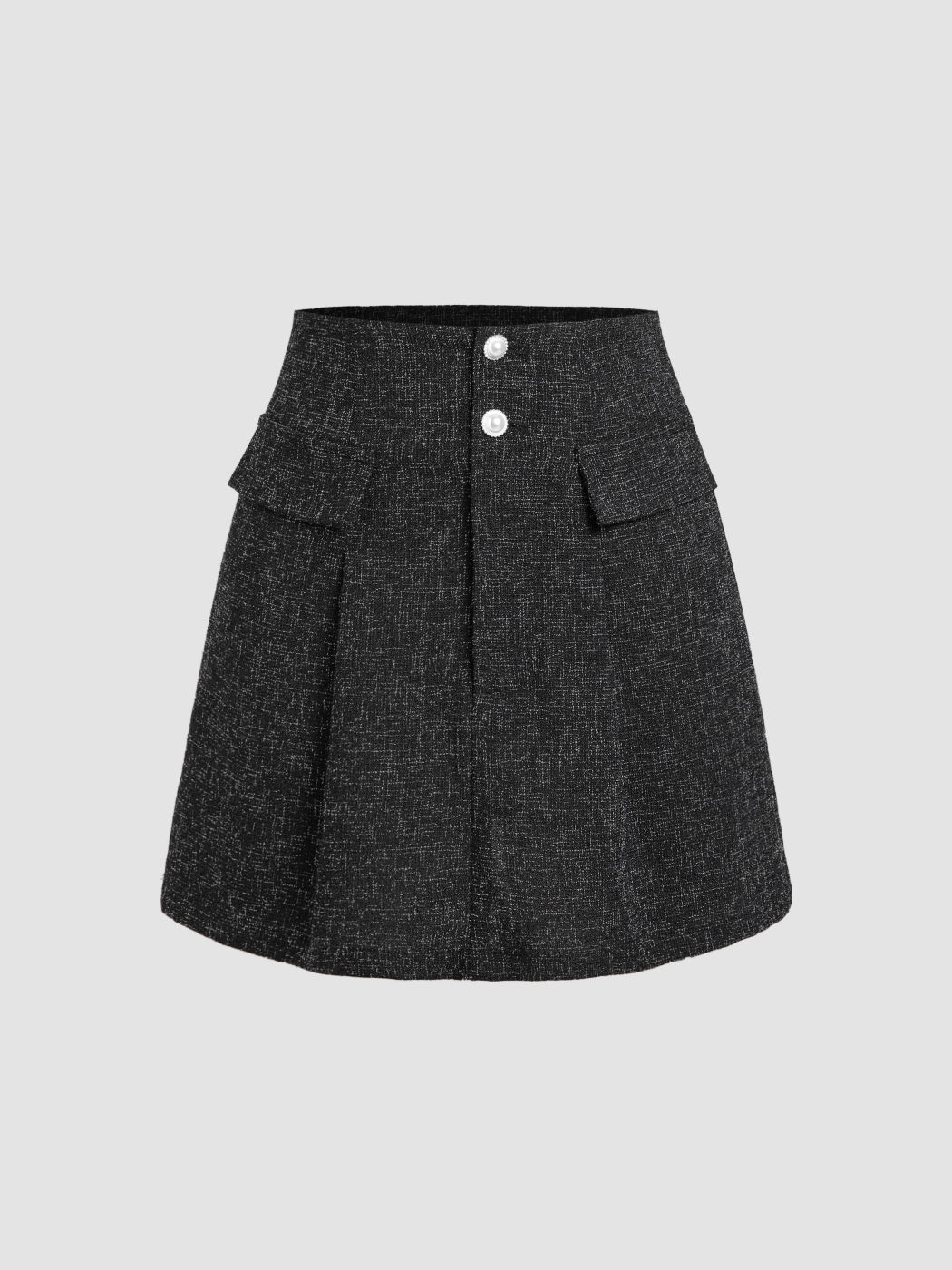 Minirock aus Tweed mit Kunstperlenknöpfen