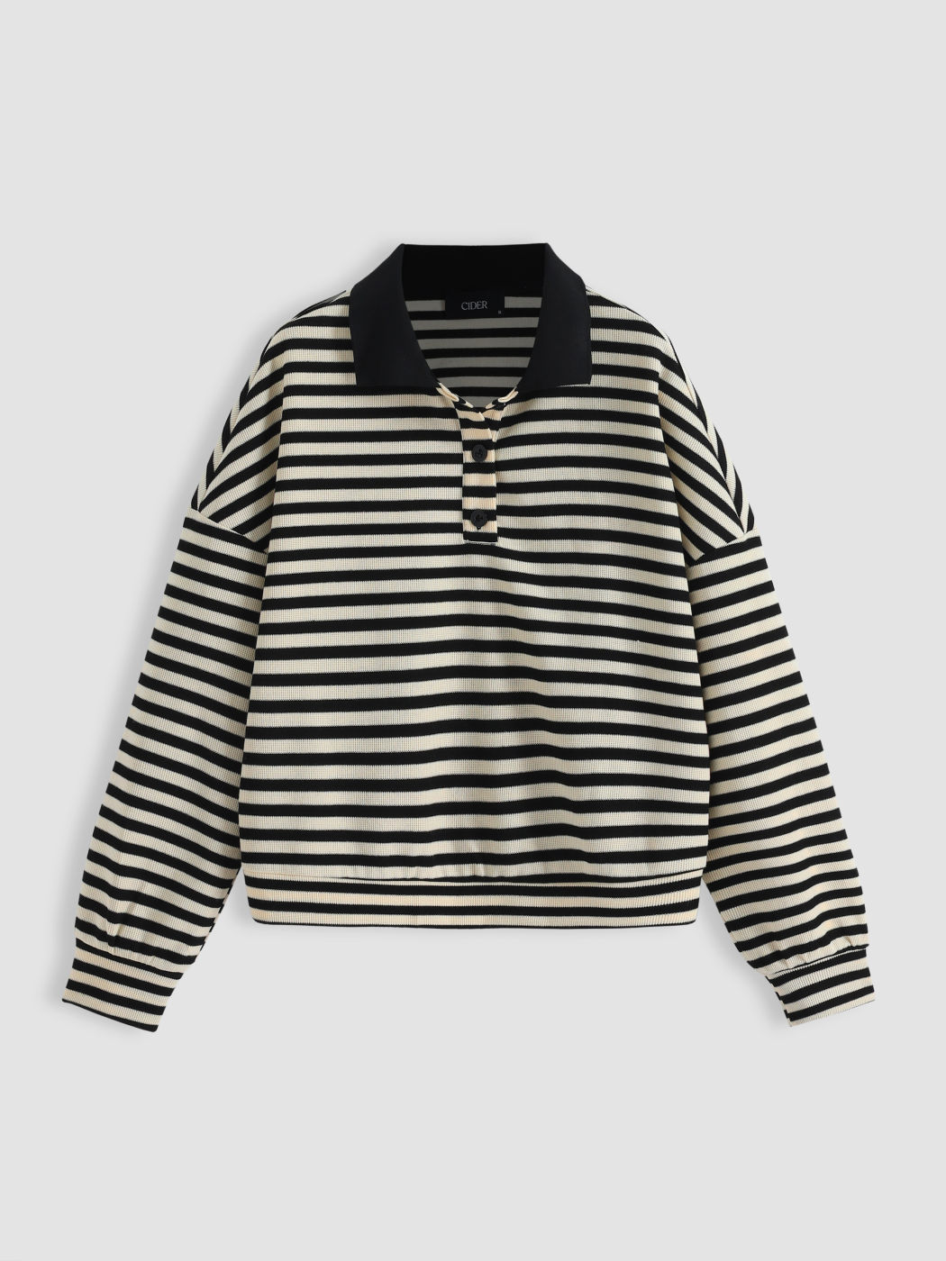 Langarm-Sweatshirt mit gestreiftem Kragen