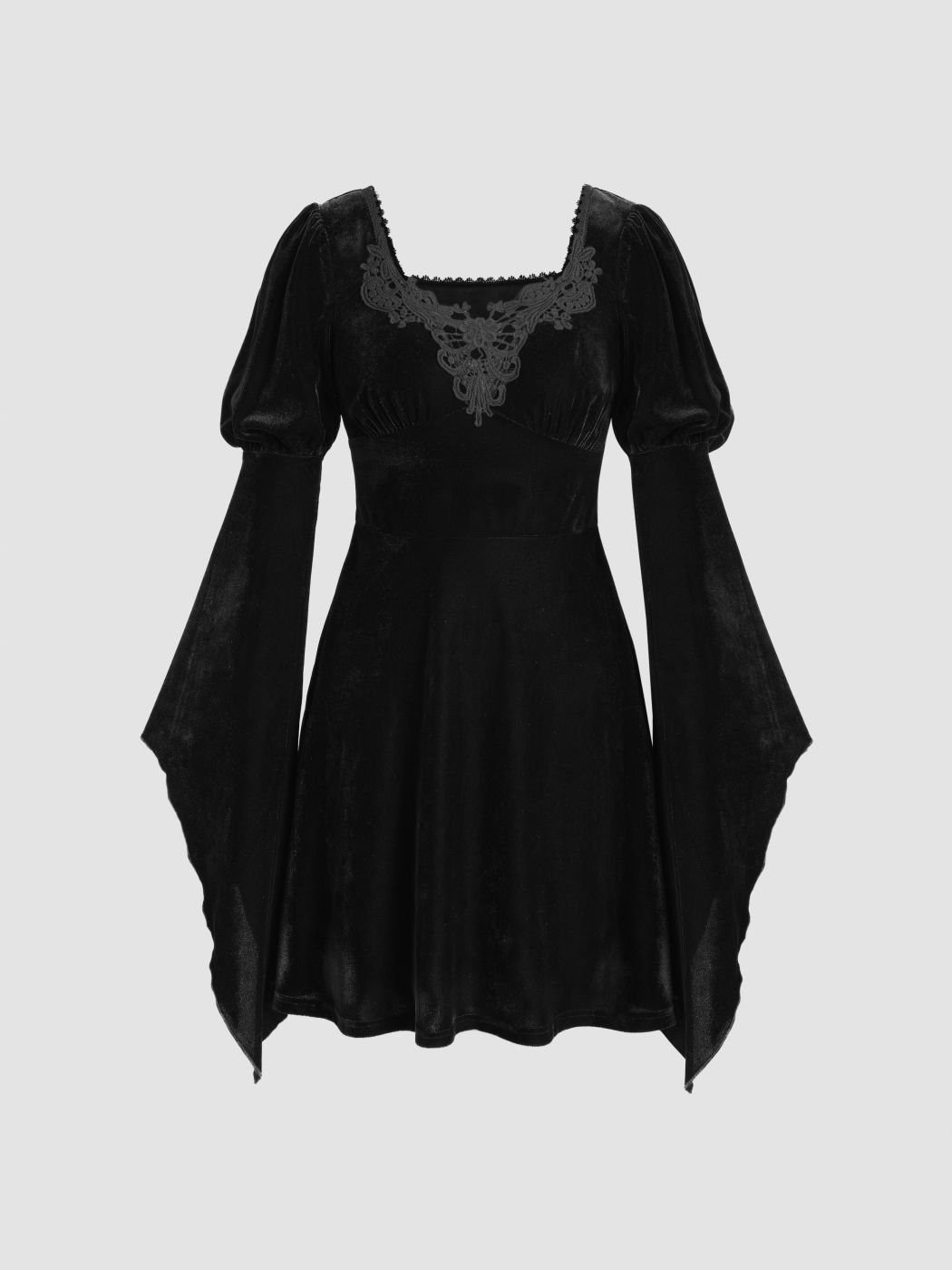 Vintage Sharon Lace Bell-Sleeve Mini-Dress