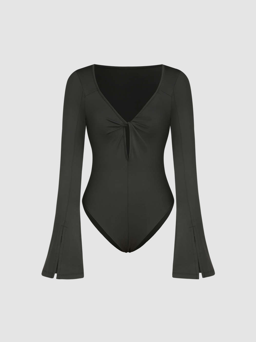 MIDNIGHT SWIRL Aria Cut-out One Shoulder Bell Sleeve Bodysuit 