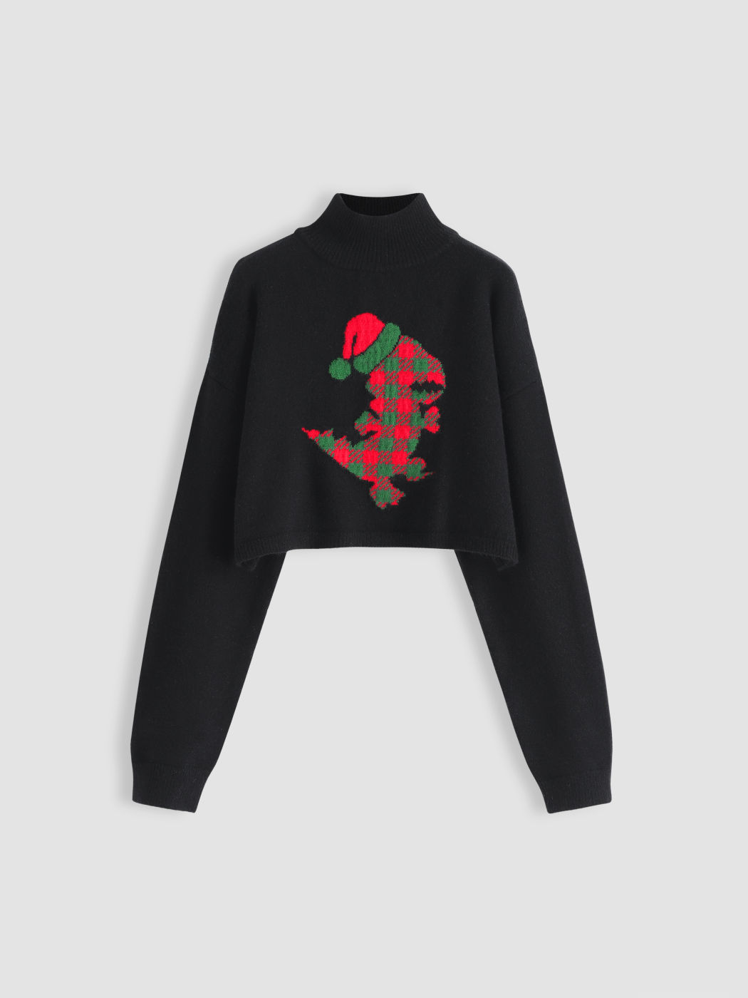 Gestrickter Pullover mit Rollkragen und Weihnachtsgrafik