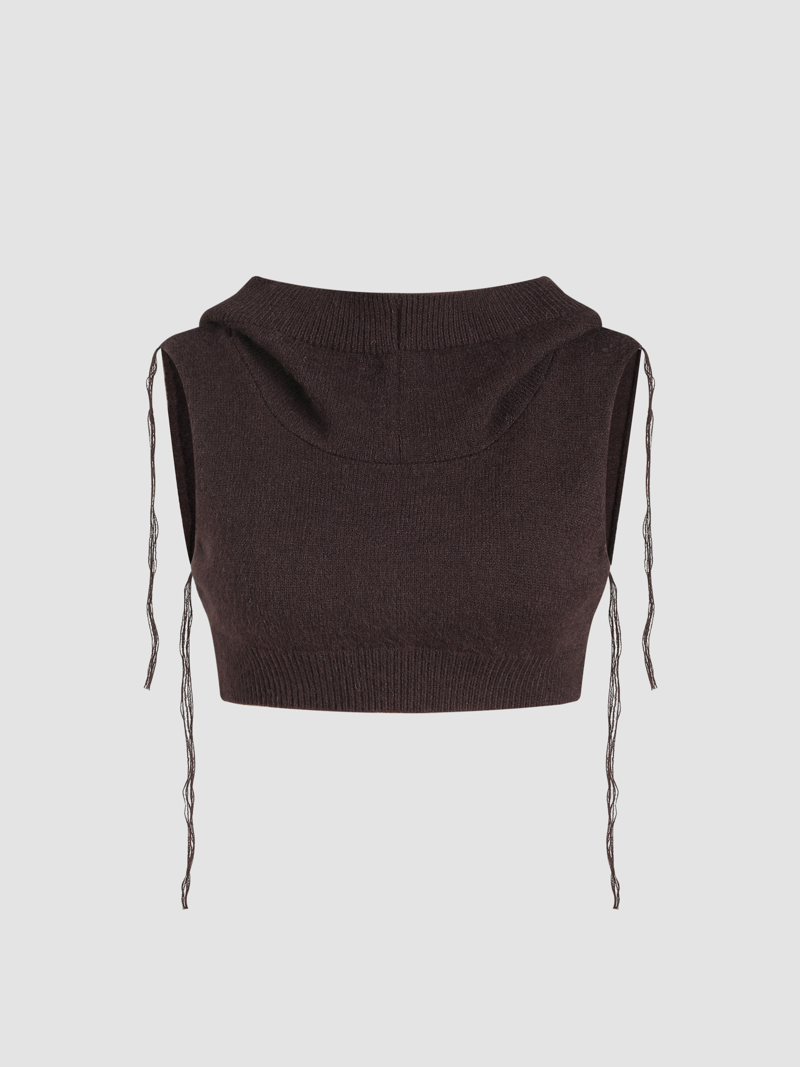 Cosmic Ruin Cropped Knit Vest With Hood - Cider