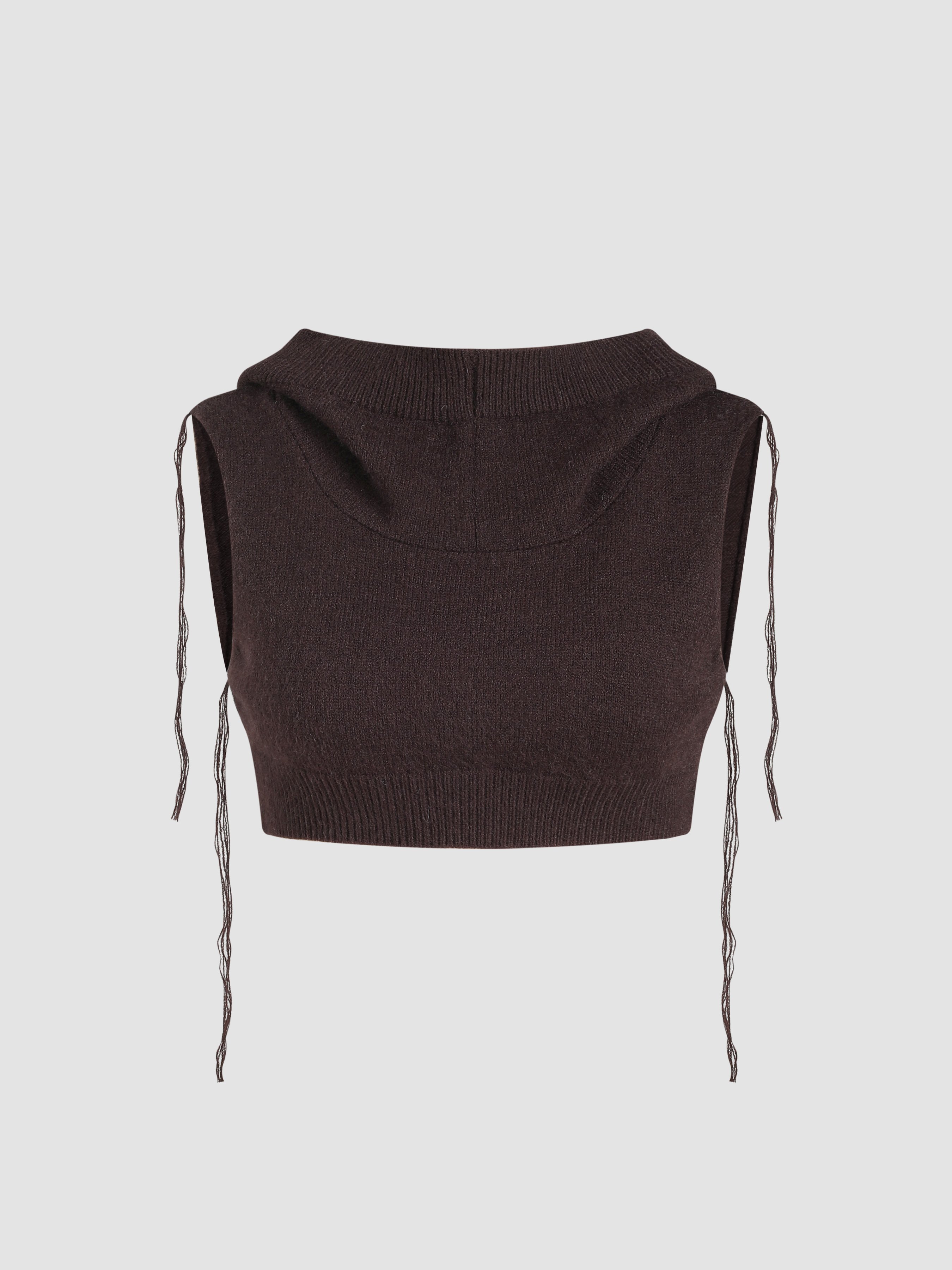 CROPPED HOODED RIB LS T / DUST