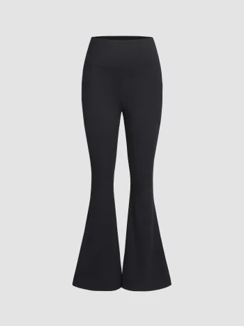 High Waist Solid Flared Leggings