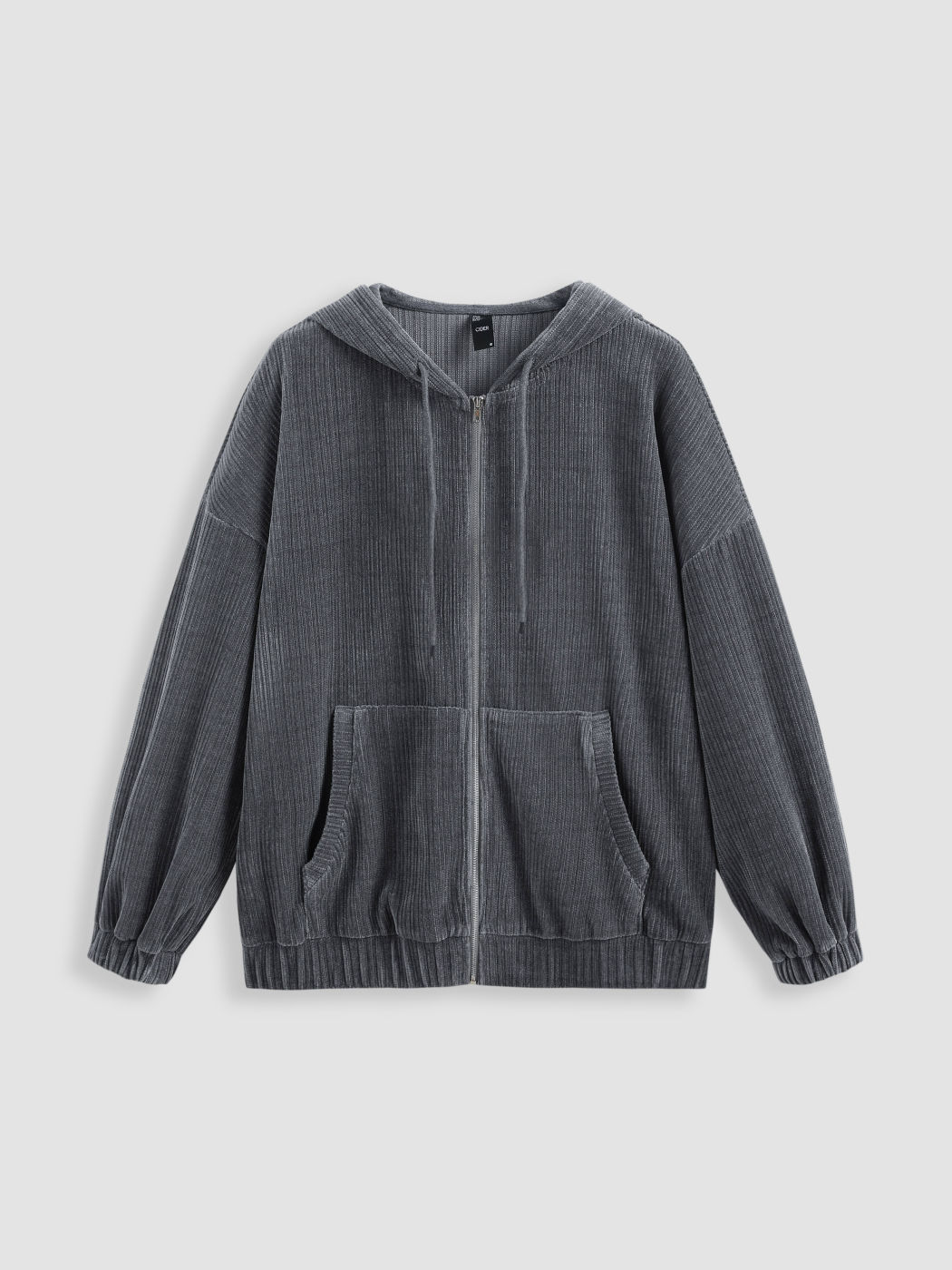 Solid Cordjacke mit Reißverschluss und Kordelzug