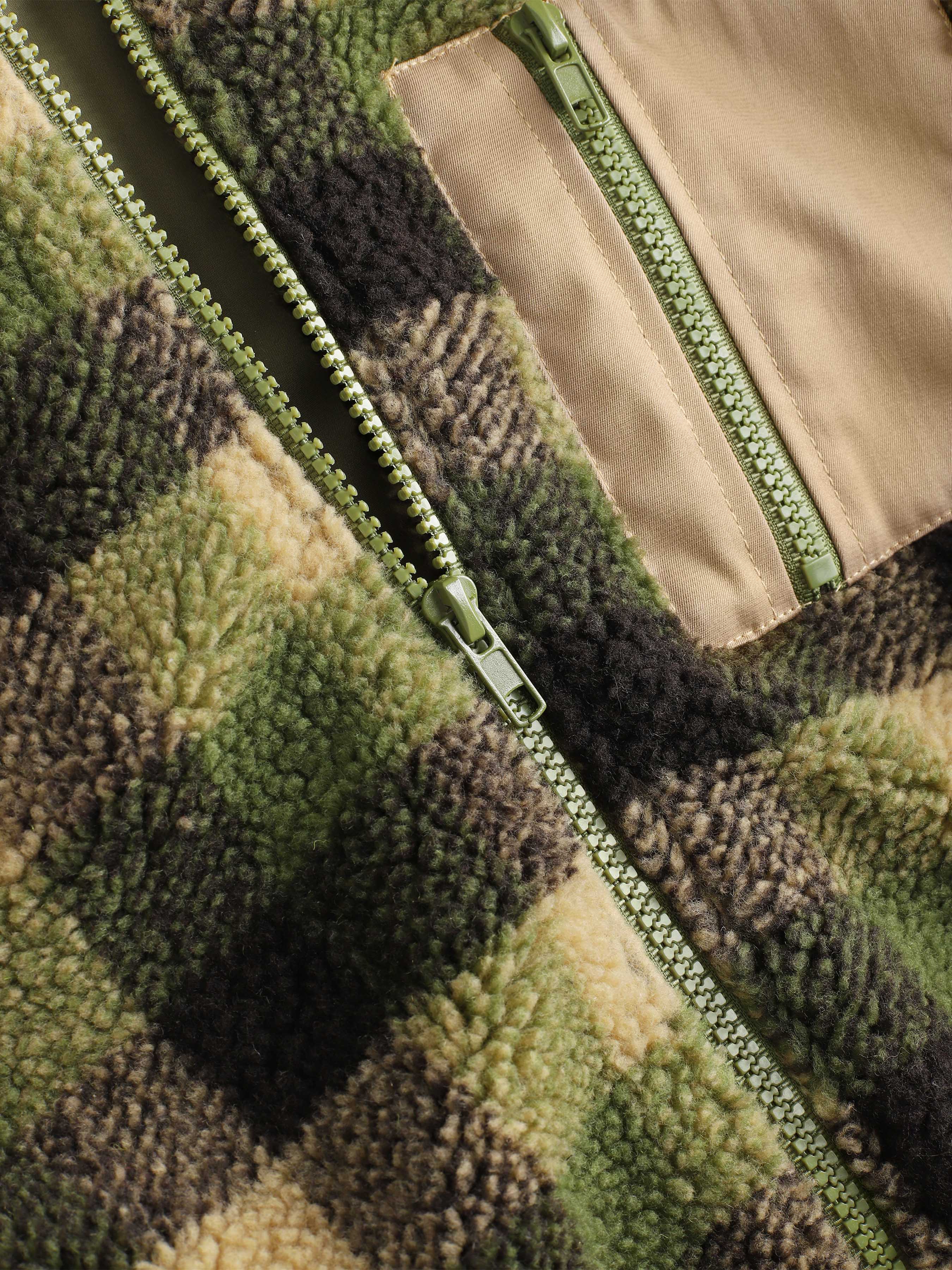Fleece Fleece Checkered Zip-up Jacket For Outdoor School