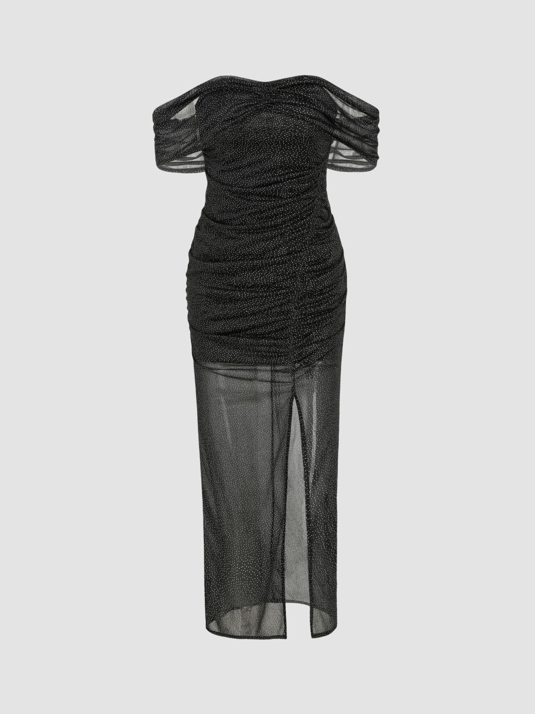 Sequins Solid Off-shoulder Sequin Spot Maxi Dress For Music Festival ...