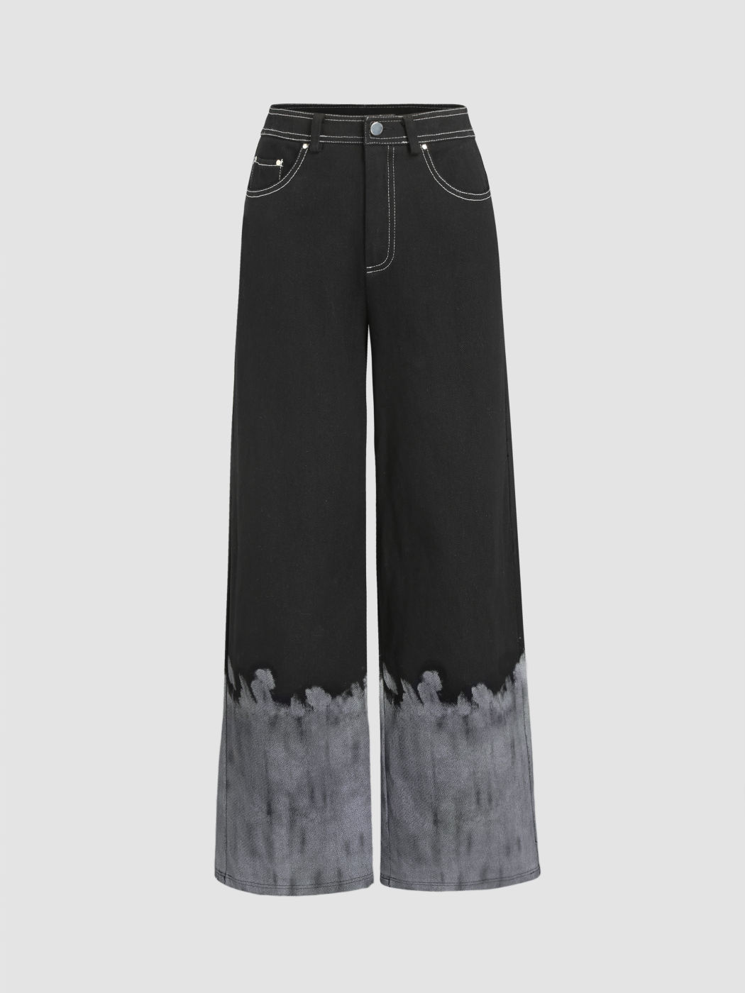 Jeanshose mit weitem Bein und Flicken