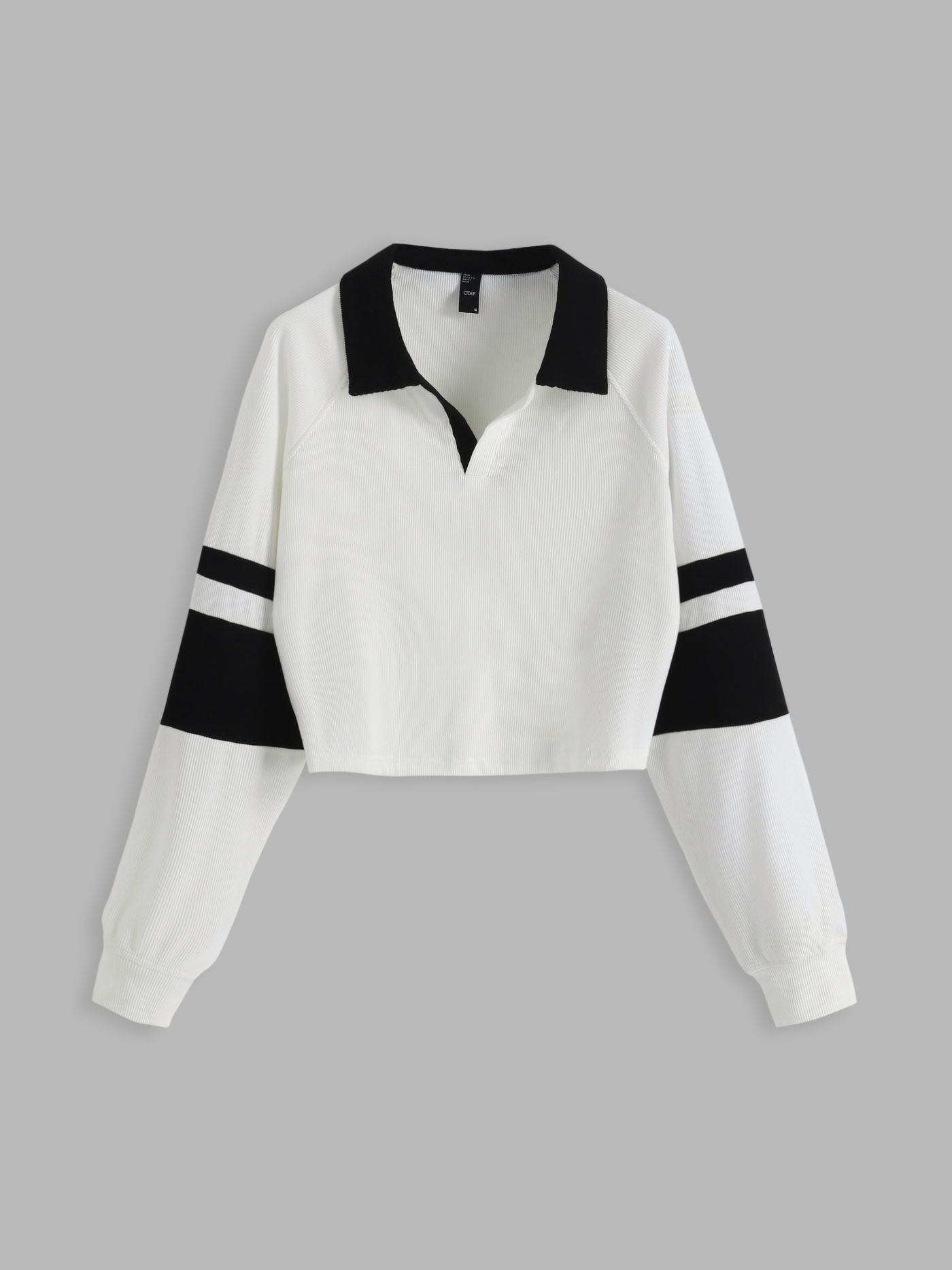 Stripe Collar Contrasting Crop Top