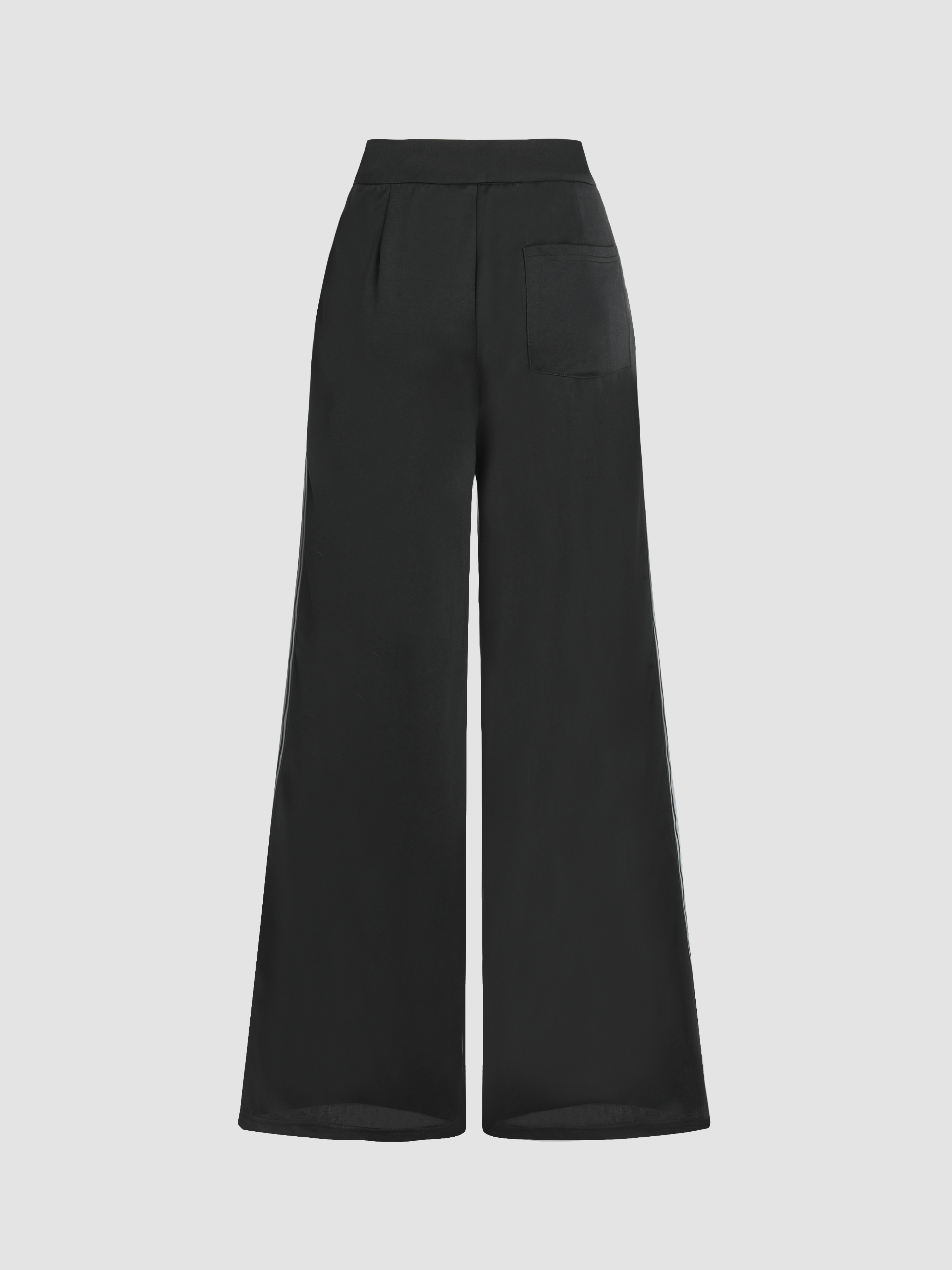 Contrast Trim Wide Leg Trousers - Cider