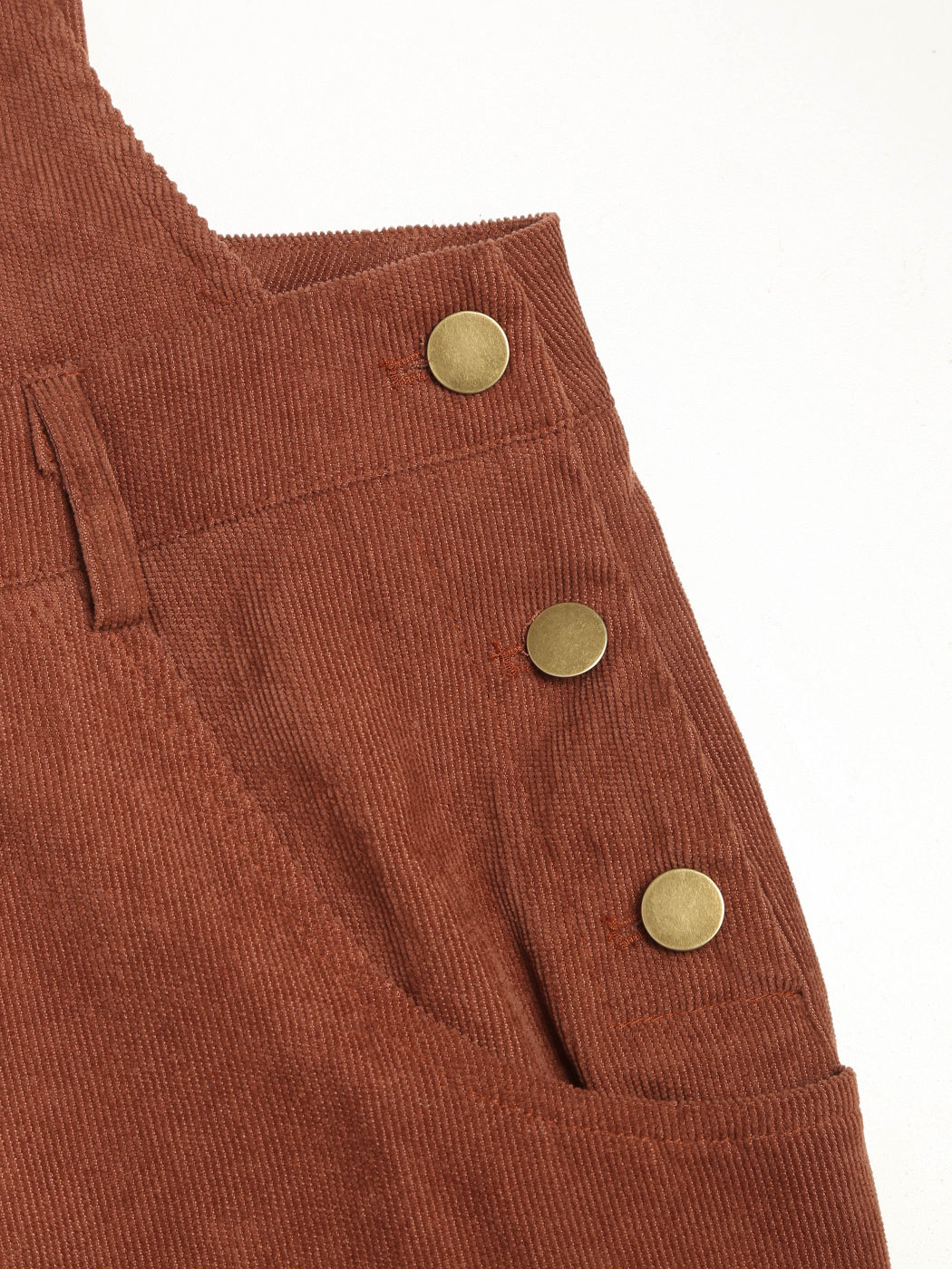 Corduroy Buckle Wide Leg Jumpsuit Curve & Plus Cider