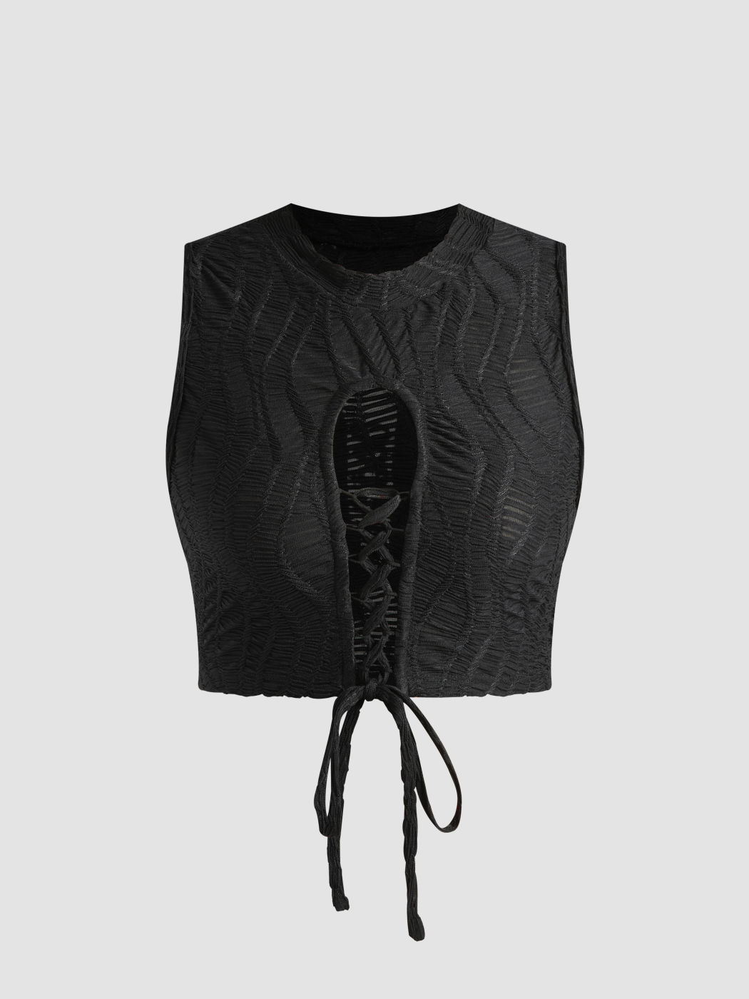  Schnür-Textur-Cami-Crop-Top