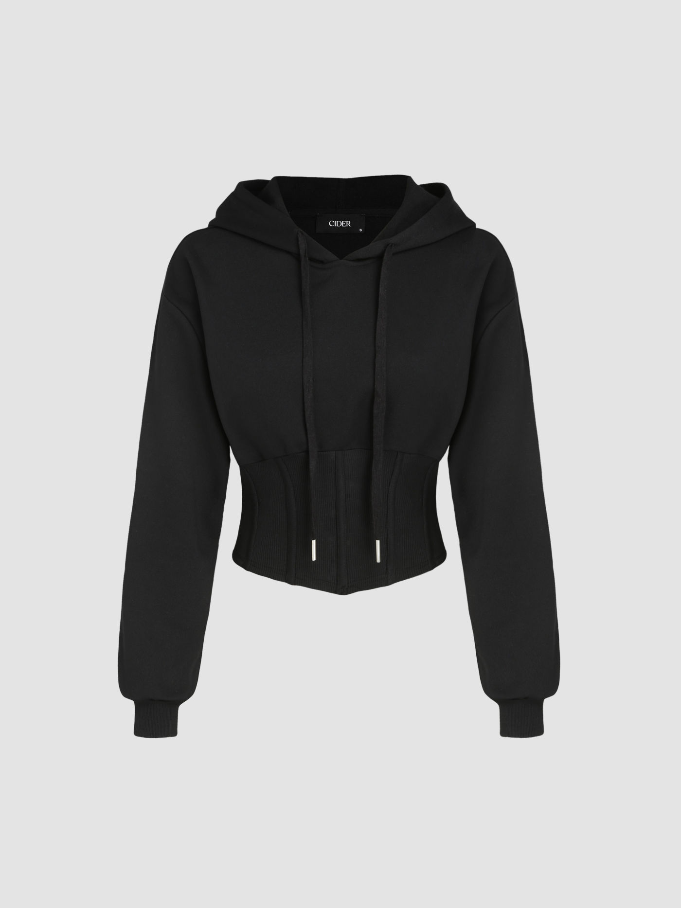 Solid Drawstring Corset Hoodie