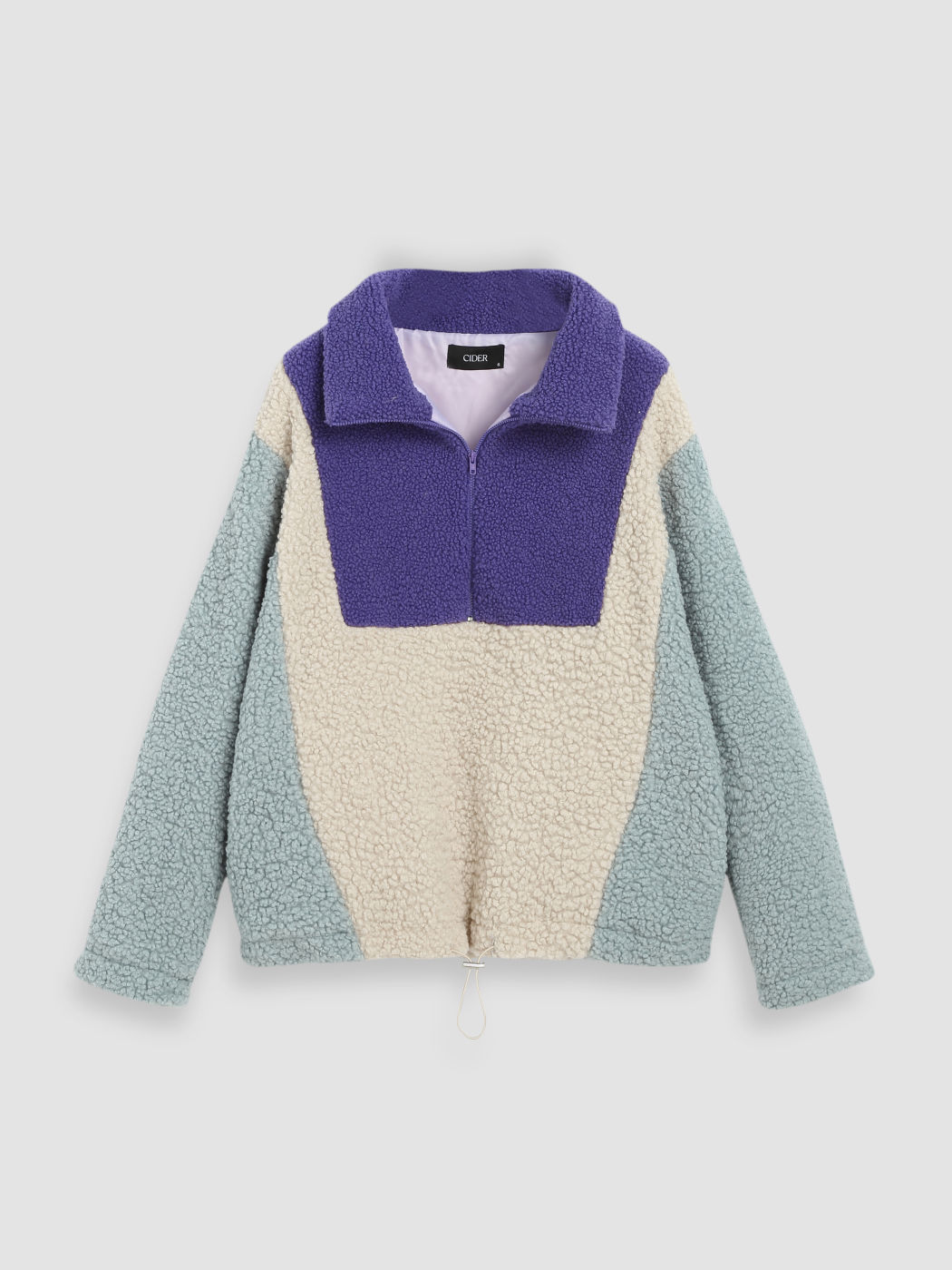 Fleece Patchy Sweatshirt mit Reißverschluss