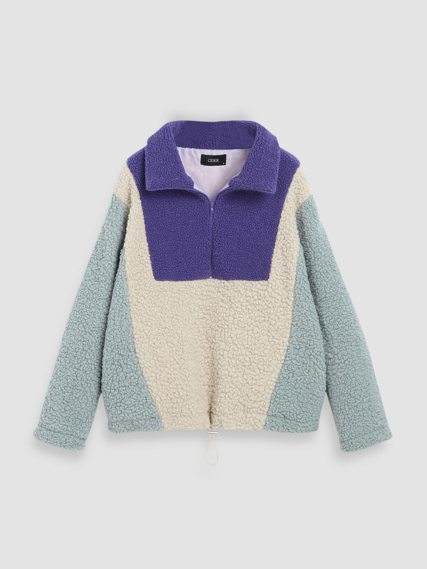 Fleece Patchy Zip Up Sweatshirt