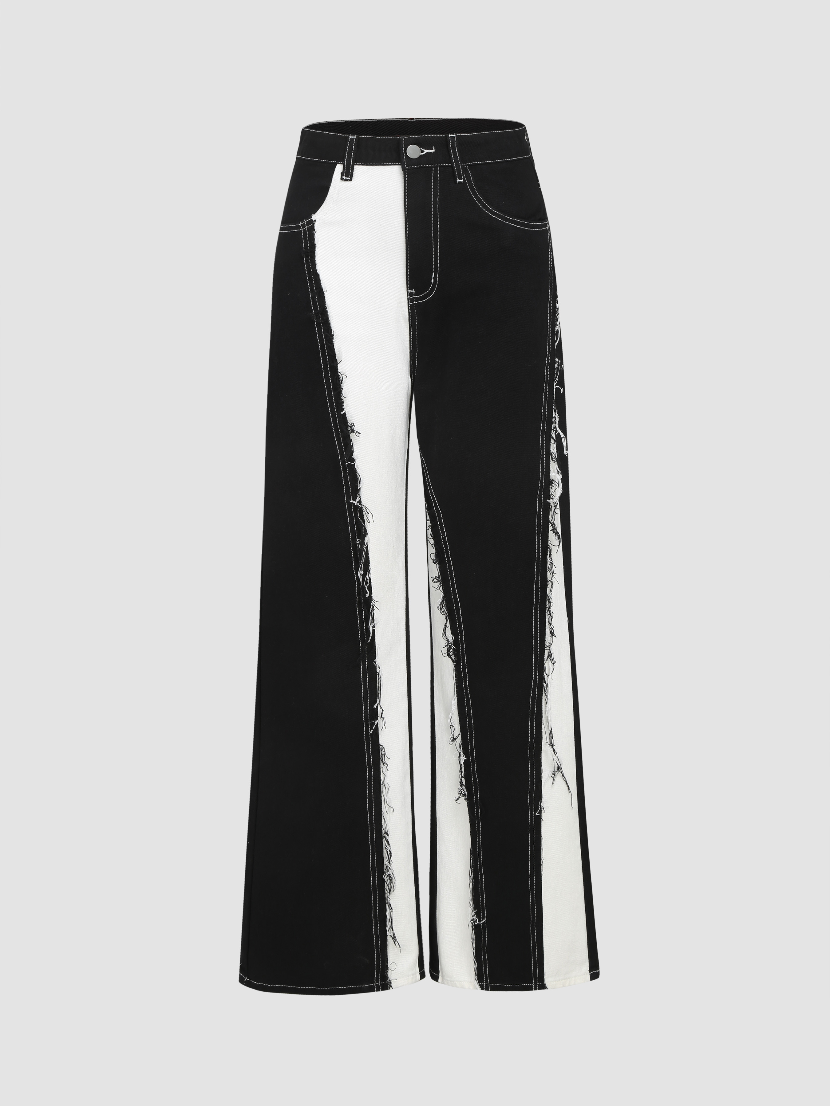 Stylish Ripped Casual Pocket Loose Wide-leg Jeans main image 0