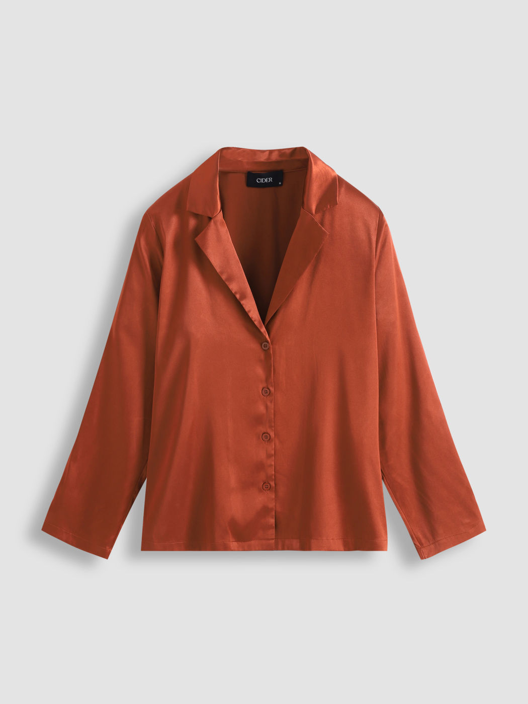 Pyjama-Oberteil aus Satin mit gekerbtem Kragen