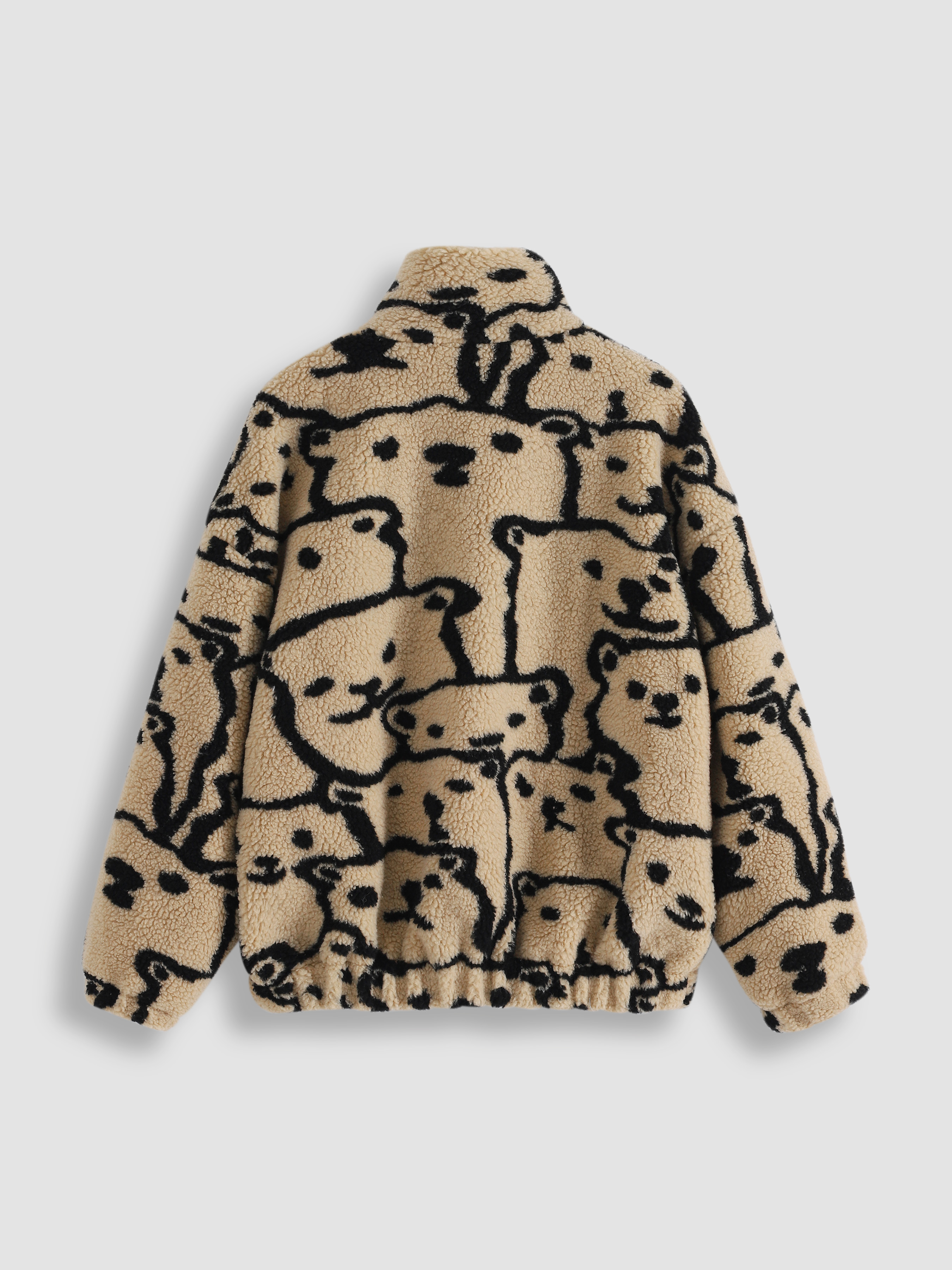 All Over Print Faux Fur Jacket - Cider