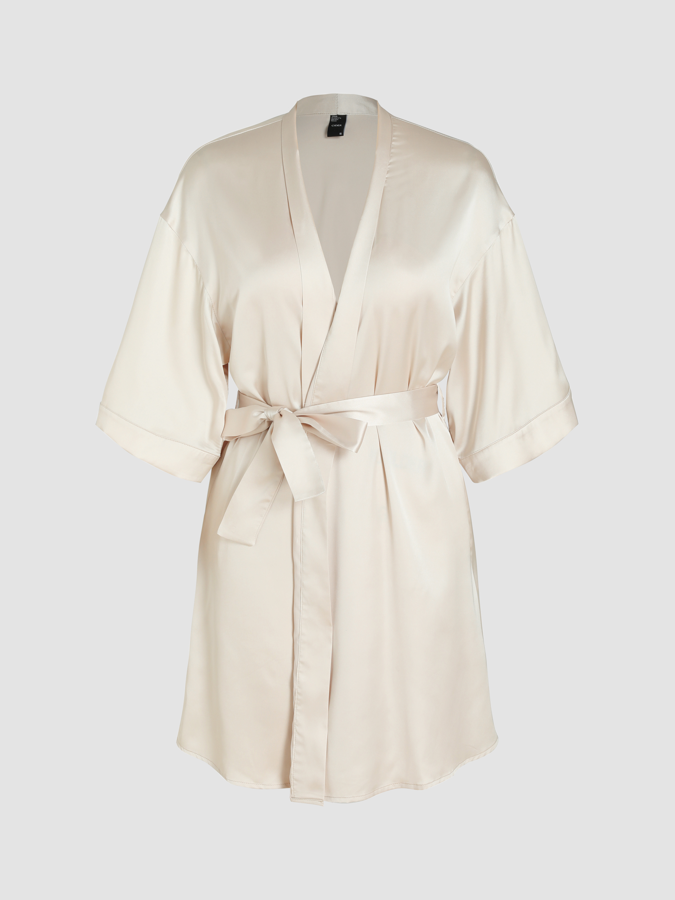Satin Solid Belted Robe Cider