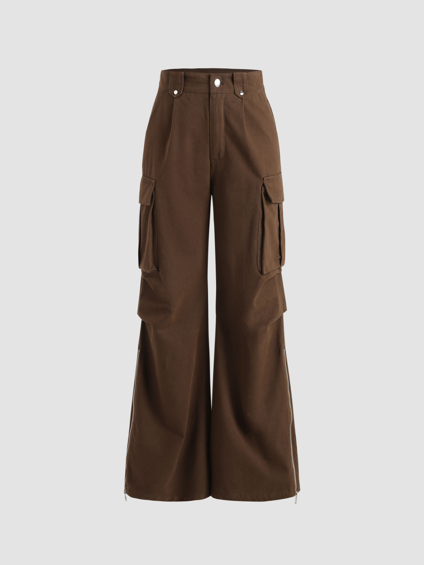 Jeans cargo solidi a vita media