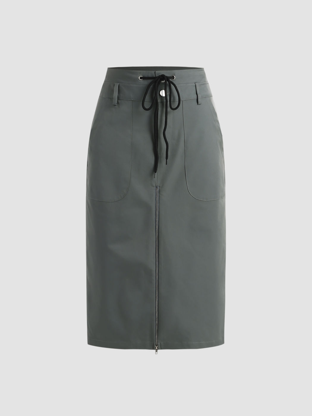 Geknoteter langer Rock mit mittlerer Taille
